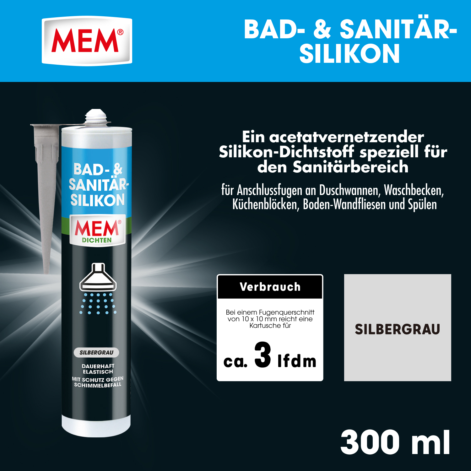 Bad- & Sanitär-Silikon Silbergrau