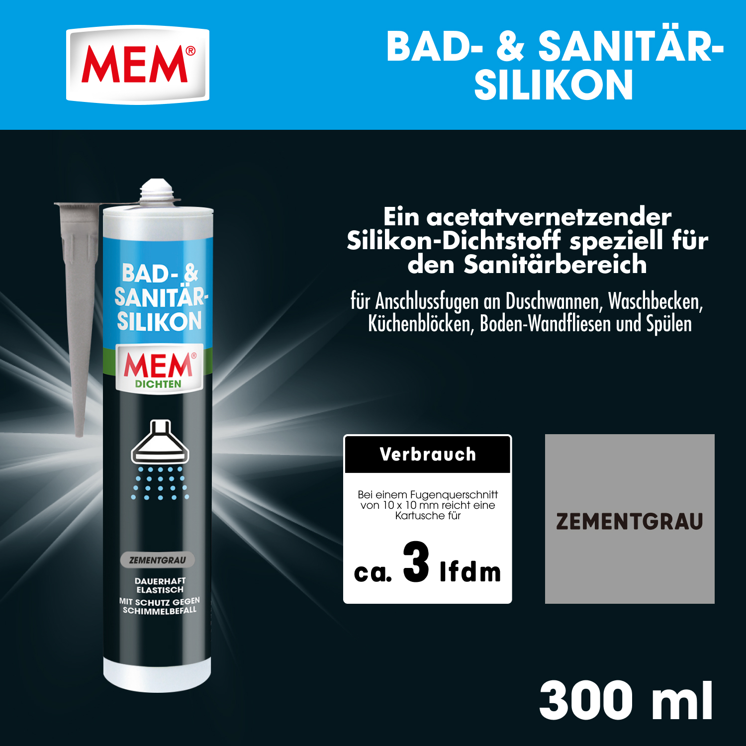 Bad- & Sanitär-Silikon Zementgrau