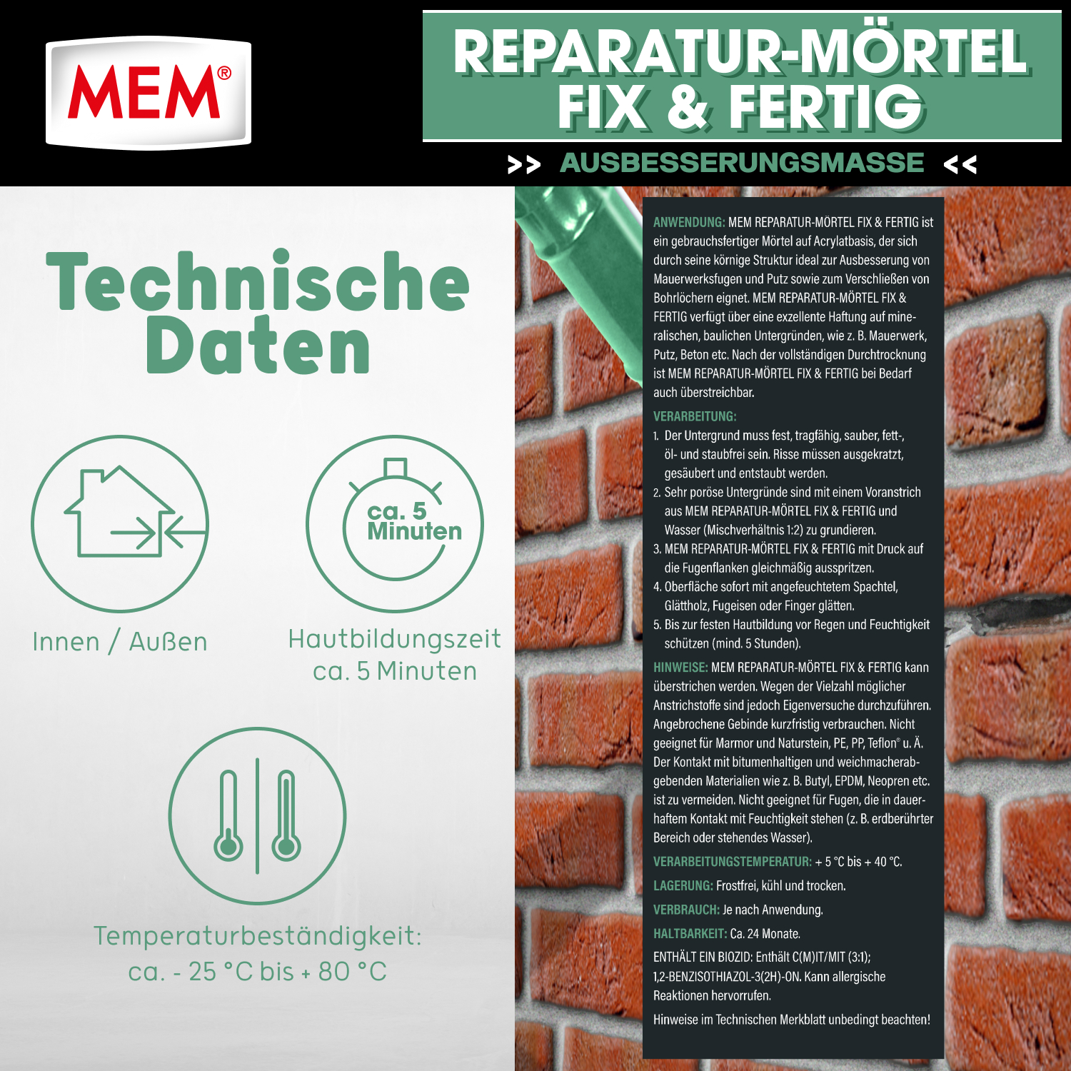 Reparatur-Mörtel Fix & Fertig