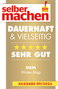 Sehr-Gut-Testsiegel der DIY Fachzeitschrift selber machen für MEM Water-Stop